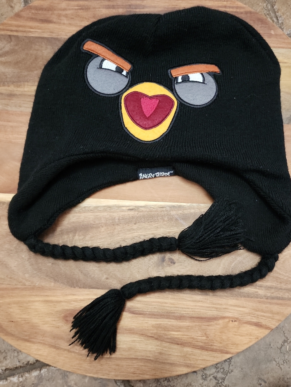 Vintage 2013 Angry Birds Reversible Laplander Beanie Hat Bomb Black Bird